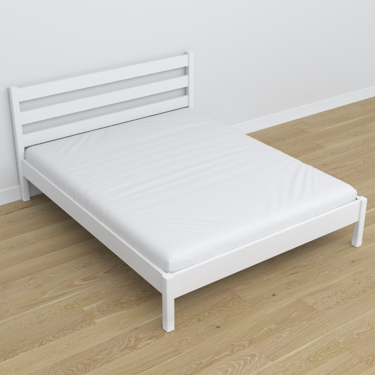 Tweepersoonsbed wit in de slaapkamer – inrichting met beddengoed, scandi stijl