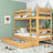 Stapelbed houten naturel grenen – lade open, ruime opbergruimte onder het bed