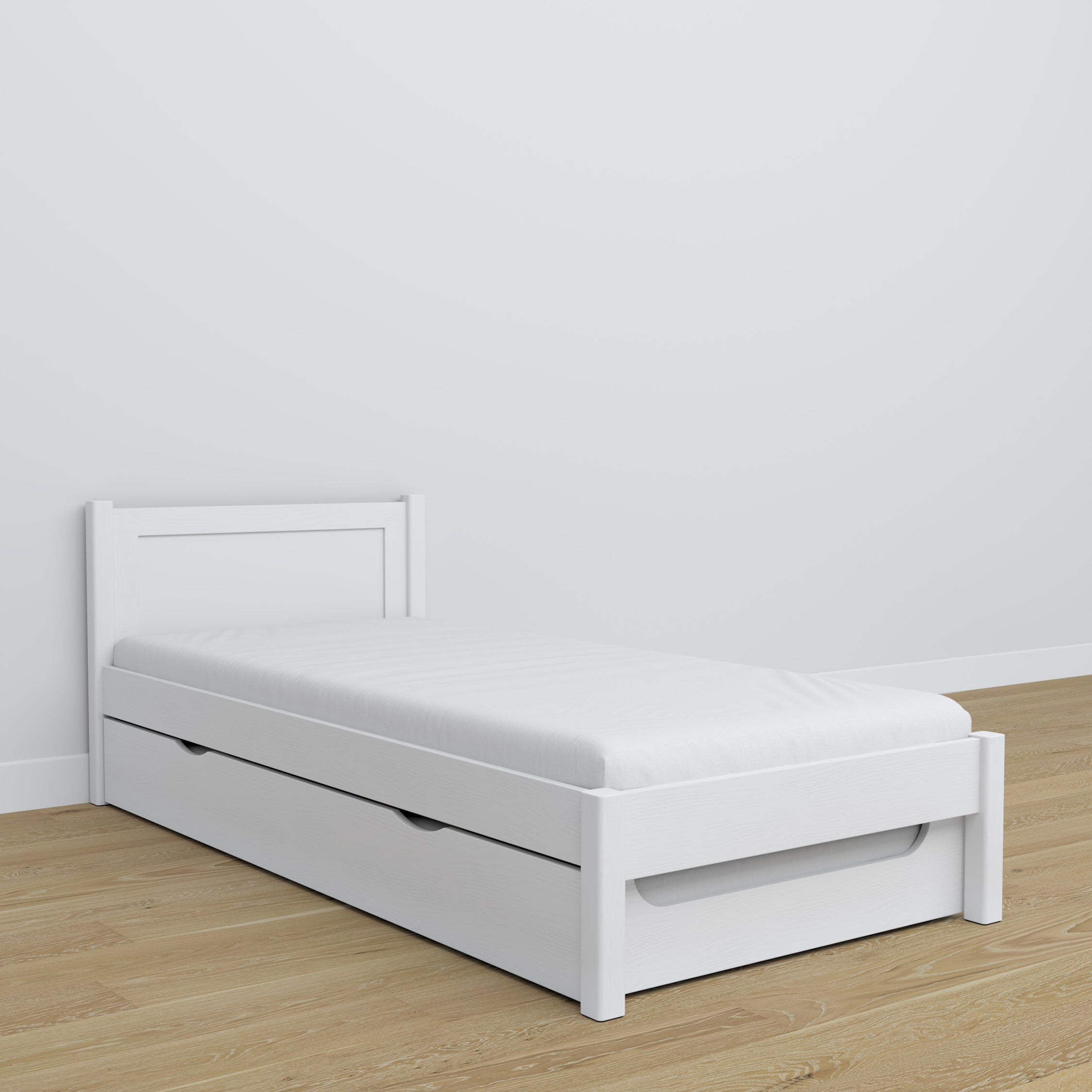 Lit avec tiroir pour matelas en bois blanc – décoration de chambre d'enfant