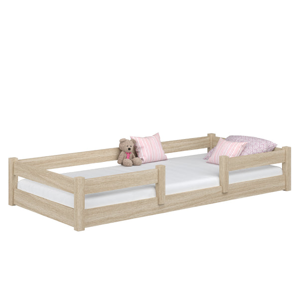 Lit bas en chêne chêne blanchi – chambre, bois massif, style scandinave Nizio