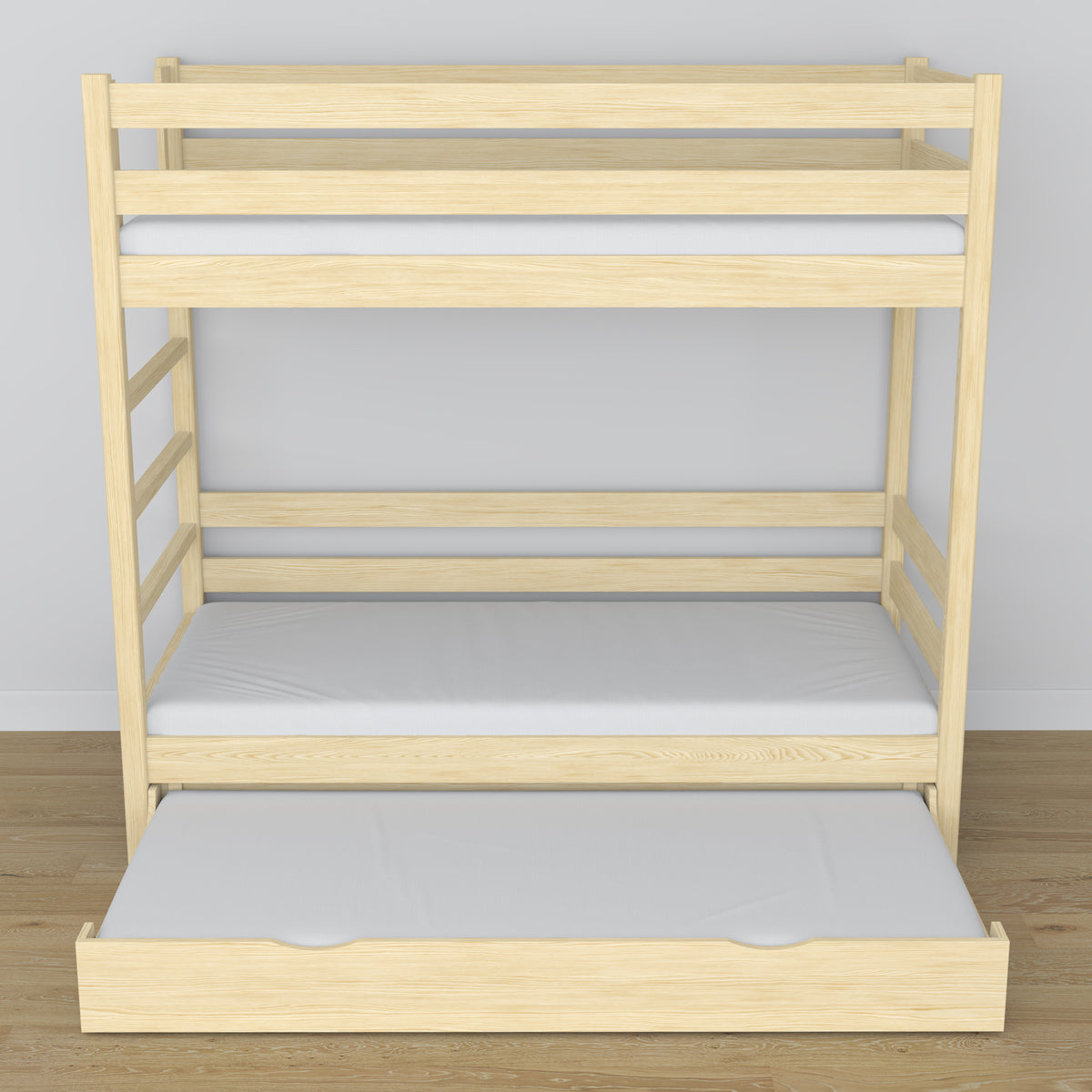 Houten stapelbed transparant grenen – afmetingen en schema met matraslade