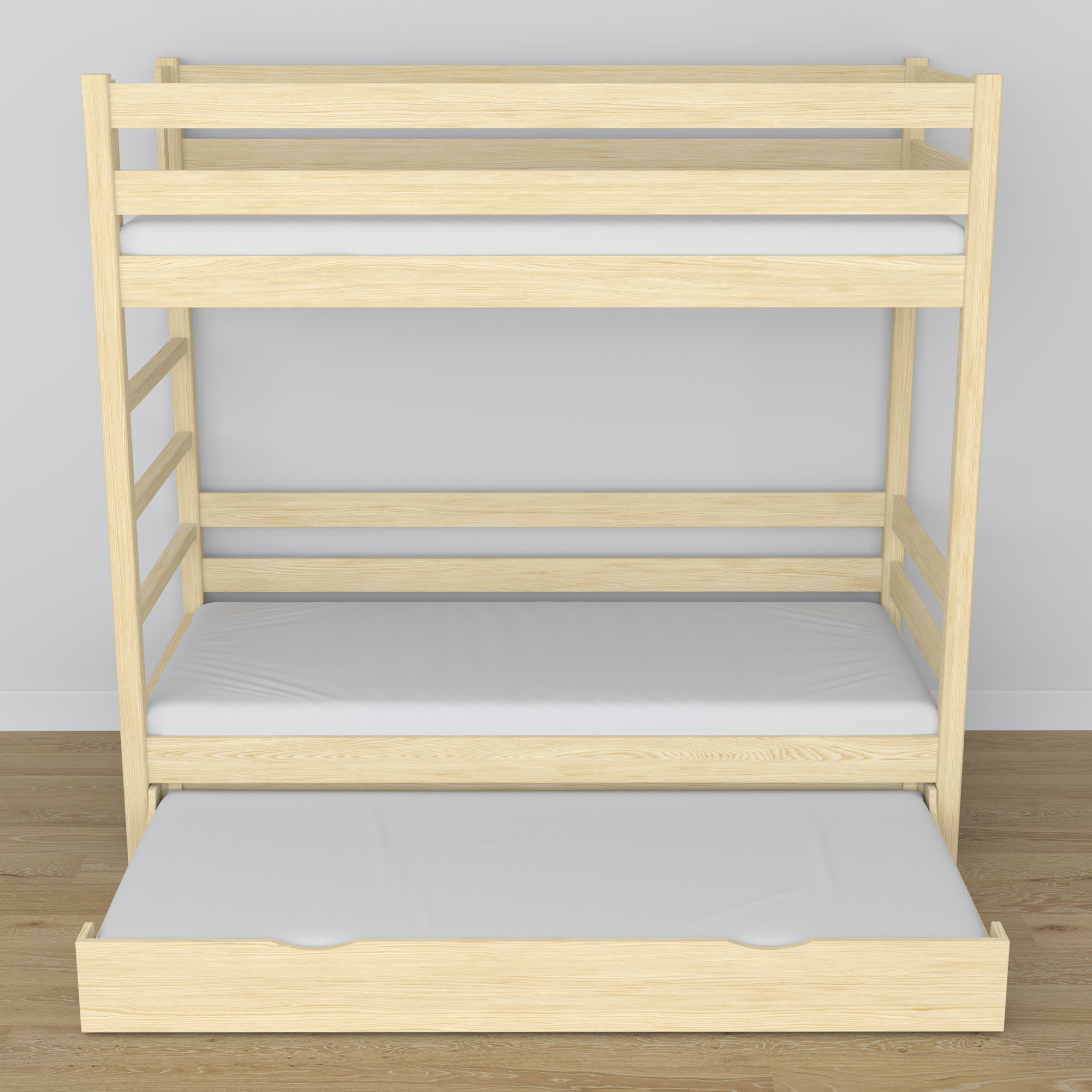 Houten stapelbed transparant grenen – afmetingen en schema met matraslade