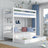 Stapelbed met lade houten wit – kinderkamer, massief hout, scandi