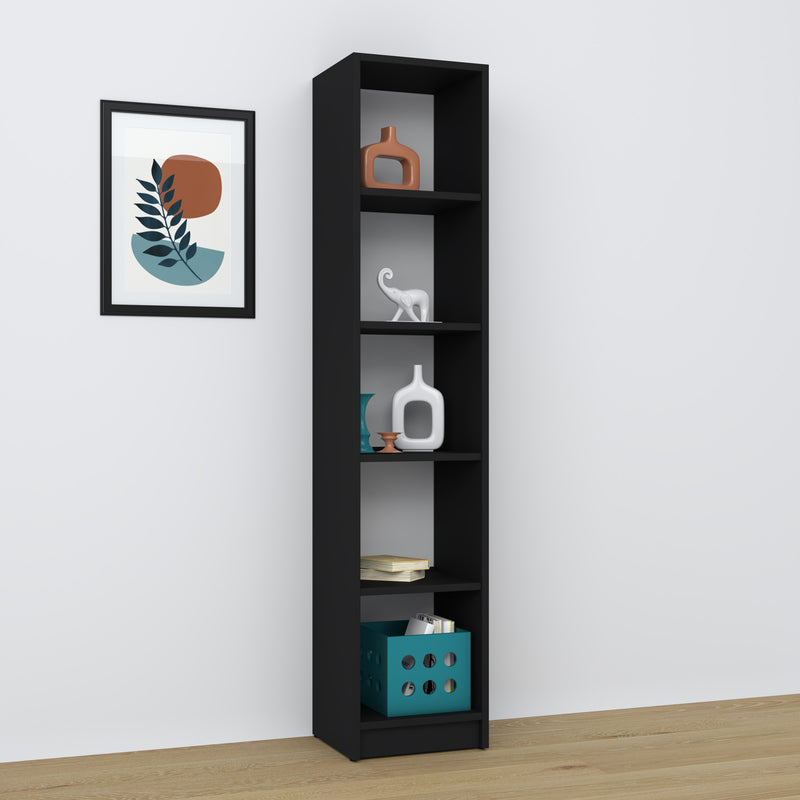 Bookcase wooden black – living room and office, solid wood, Scandinavian style Nizio