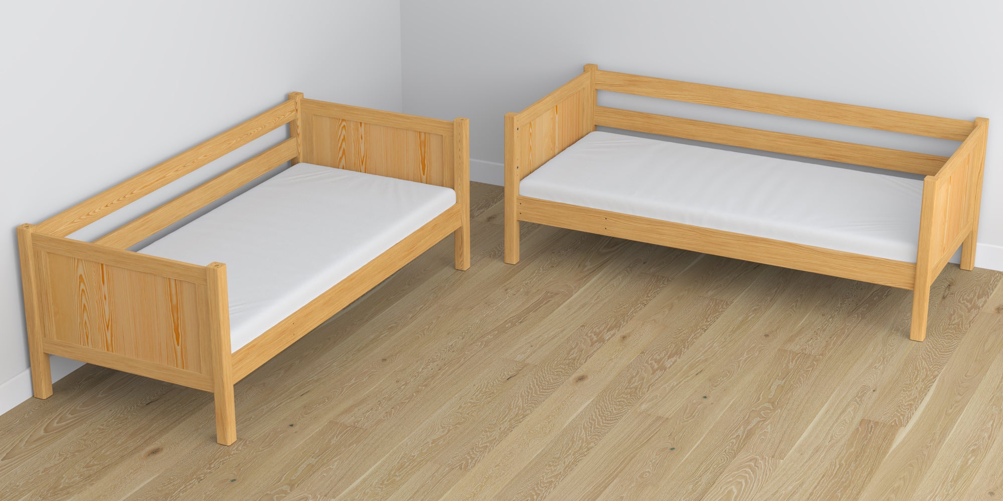 Stapelbed houten naturel grenen – binnenkant lade voor matras, kinderkamer