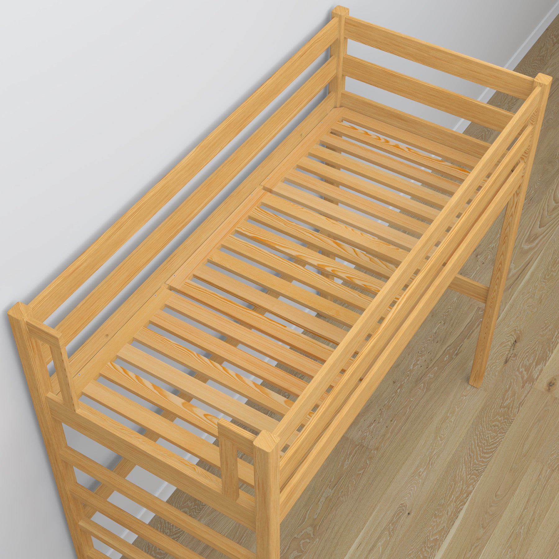 Houten slaapbank wit – schuin aanzicht, scandi
