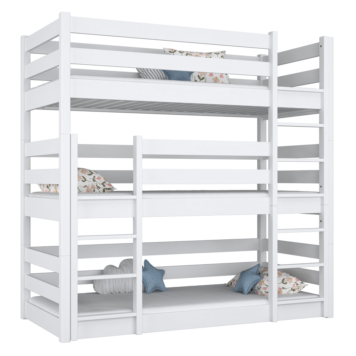 3-verdiepingen stapelbed N01 houten in kleur op maat RAL/NCS – massief hout, Nizio
