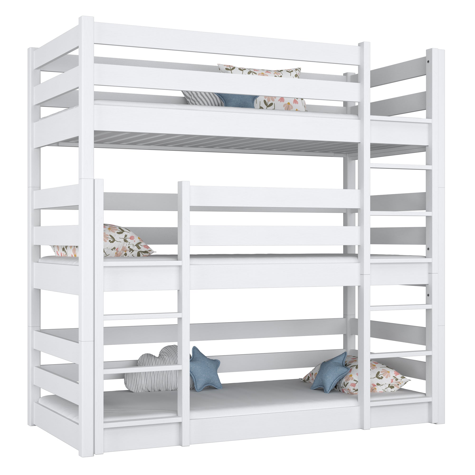 3-verdiepingen stapelbed N01 houten in kleur op maat RAL/NCS – massief hout, Nizio