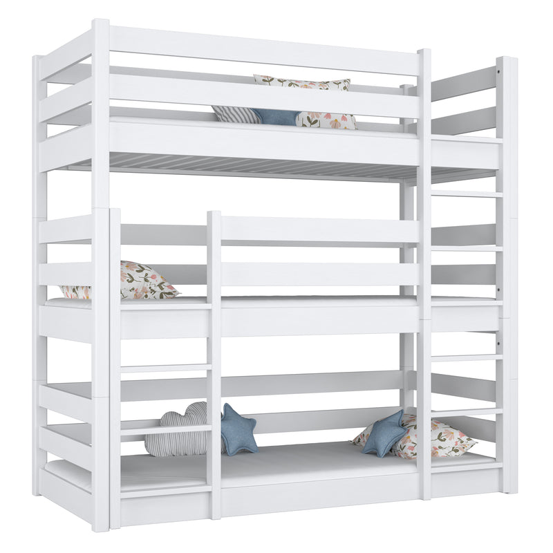 3-verdiepingen stapelbed N01 houten in kleur op maat RAL/NCS – massief hout, Nizio