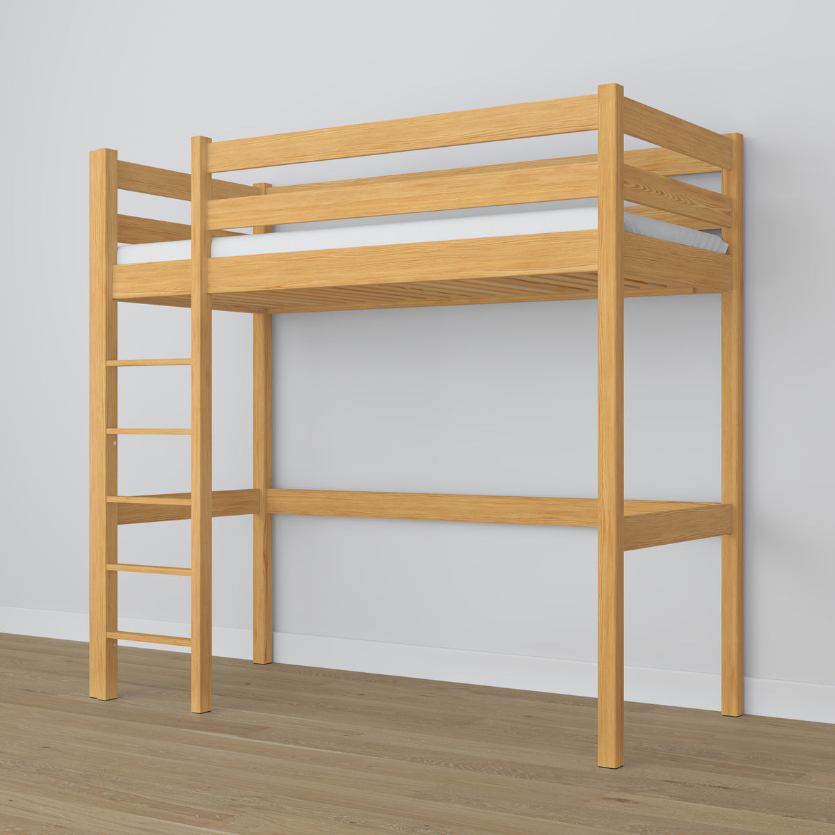 Lit mezzanine pin naturel dans la chambre d'enfant – décoration scandinave, en bois