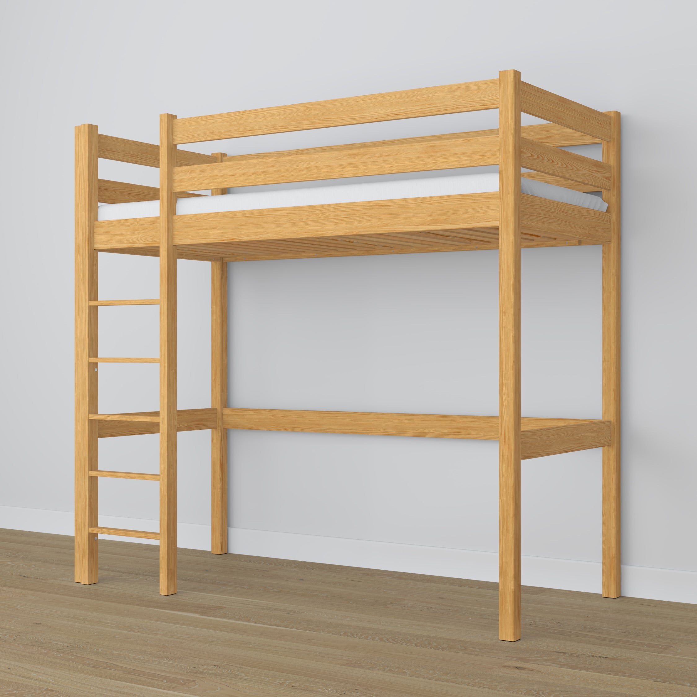 Lit mezzanine pin naturel dans la chambre d'enfant – décoration scandinave, en bois