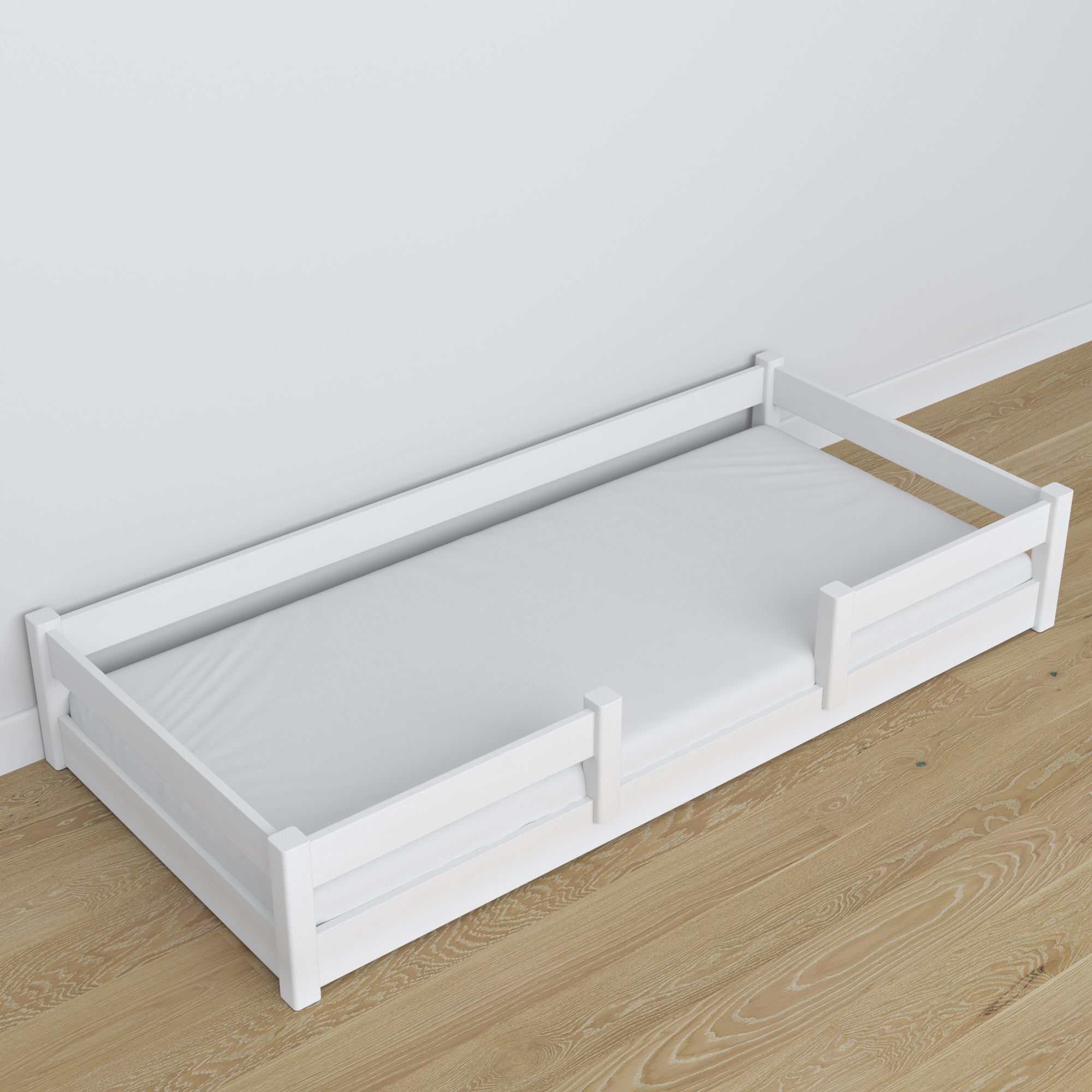 Stapelbed wit – houten ladder en valbescherming, Nizio Home