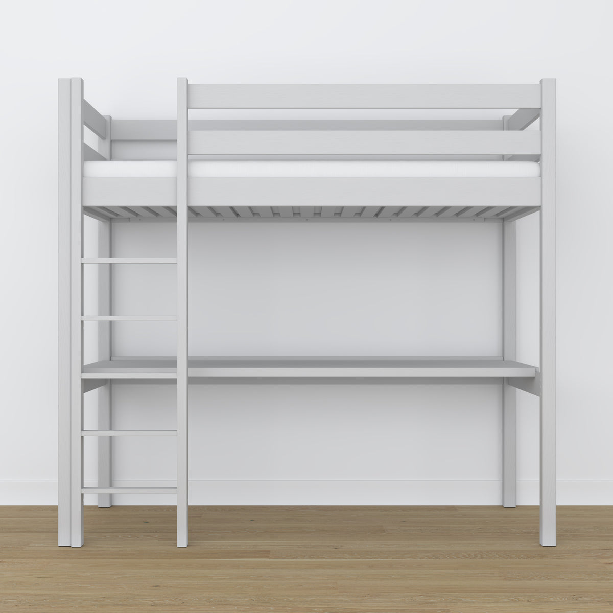 Lit mezzanine gris en bois – vue du dessus na chambre, Nizio