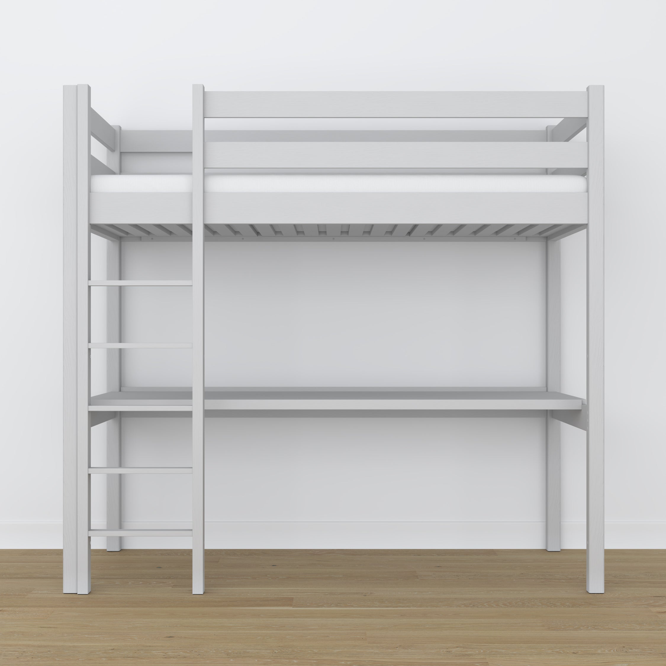 Lit mezzanine gris en bois – vue du dessus na chambre, Nizio