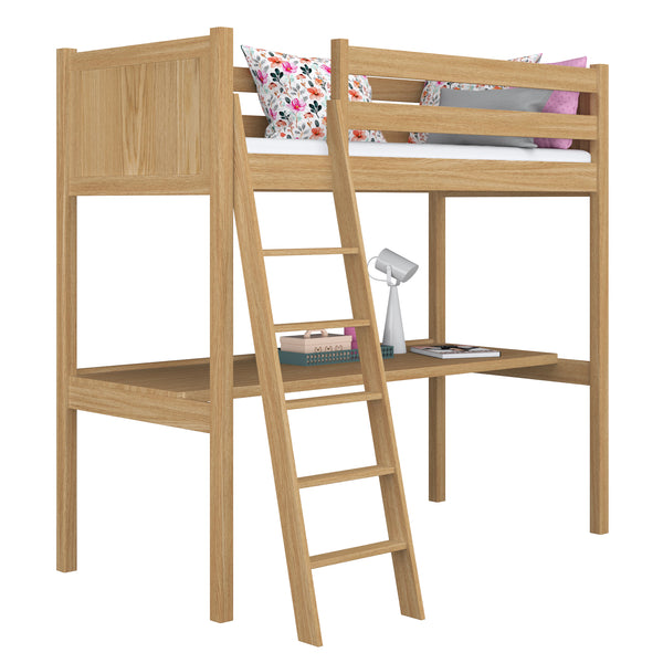 Lit mezzanine avec bureau en chêne chêne naturel – chambre d'enfant, scandinave Nizio