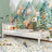 Bed grey – wooden headboard, close-up of wood quality, Nizio