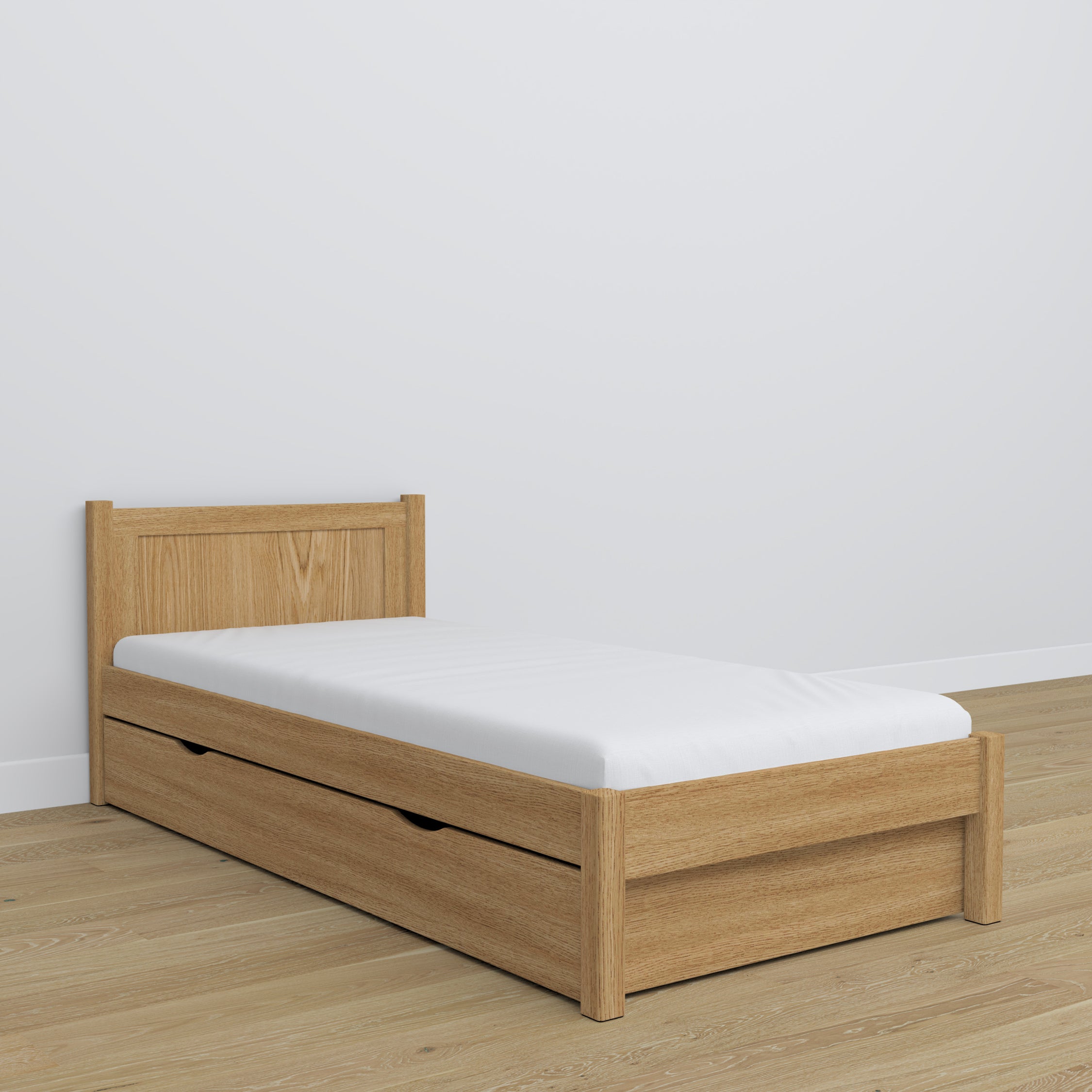 Bed met lade van eikenhout naturel eiken – kinderkamer, scandi inrichting