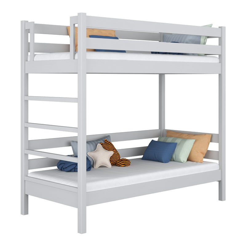 Houten stapelbed grijs – kinderkamer, massief hout, Scandinavische stijl