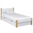 Wooden bed with drawer white-oak – open drawer, storage interior