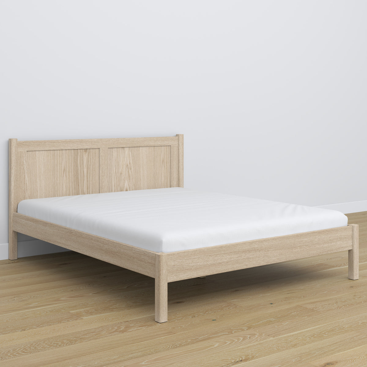 Tweepersoonsbed eiken gewit eiken – poten en basis, close-up van details