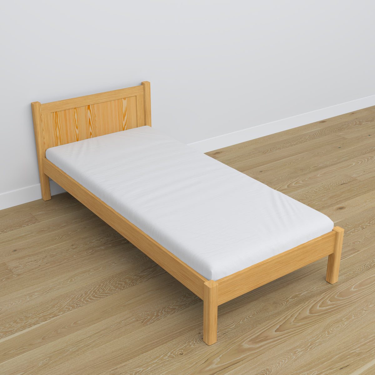 Lit pin naturel dans la chambre d'enfant – décoration scandinave, en bois