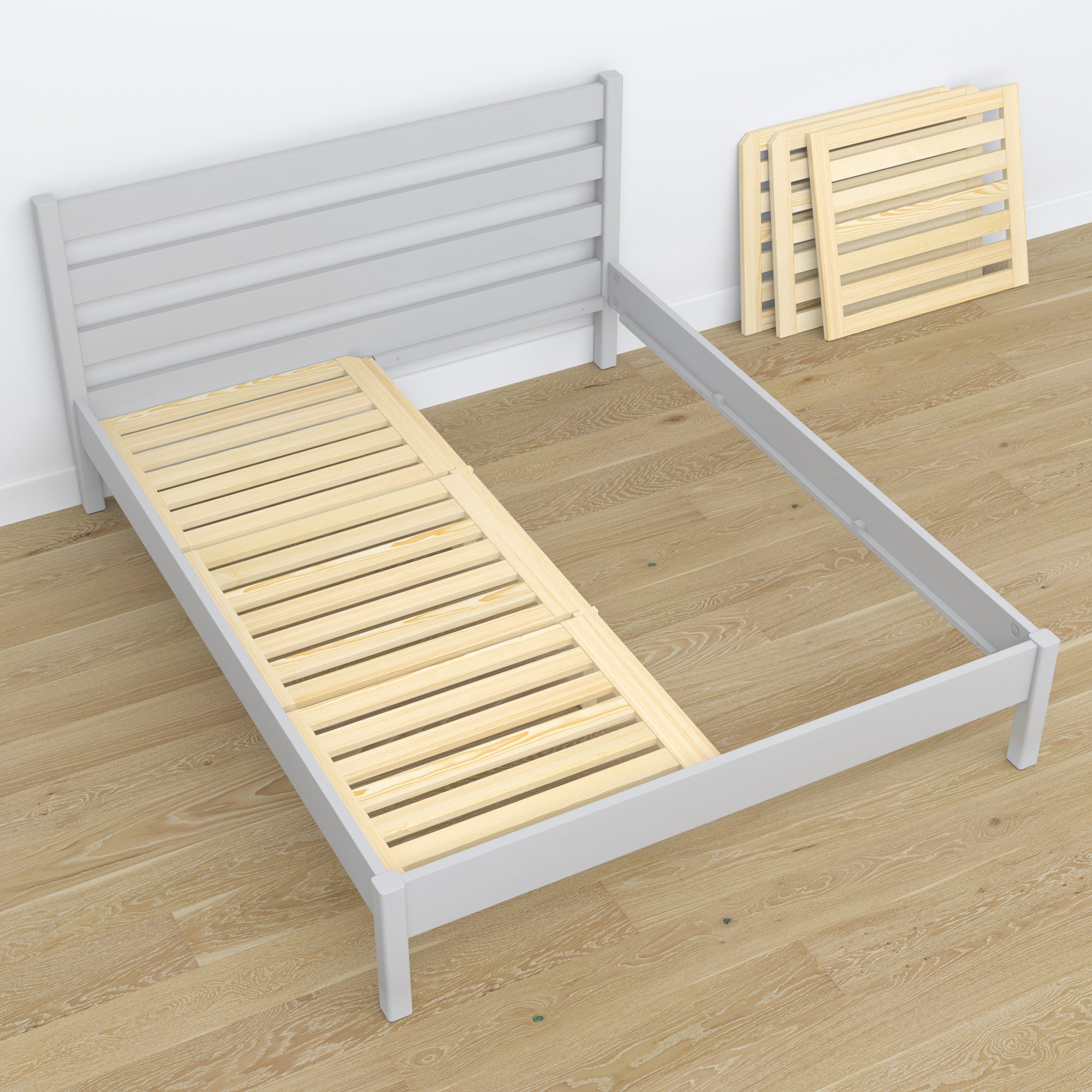 Tweepersoonsbed houten grijs – afmetingen en schema, Nizio Home