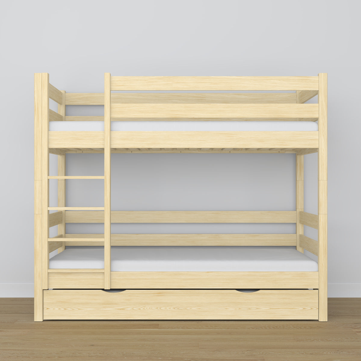 Stapelbed houten transparant grenen – binnenkant van de matraslade, kinderkamer
