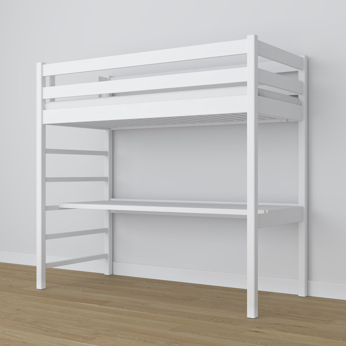 Hoogslaper wit van hout – bovenaanzicht slaapkamer, Nizio