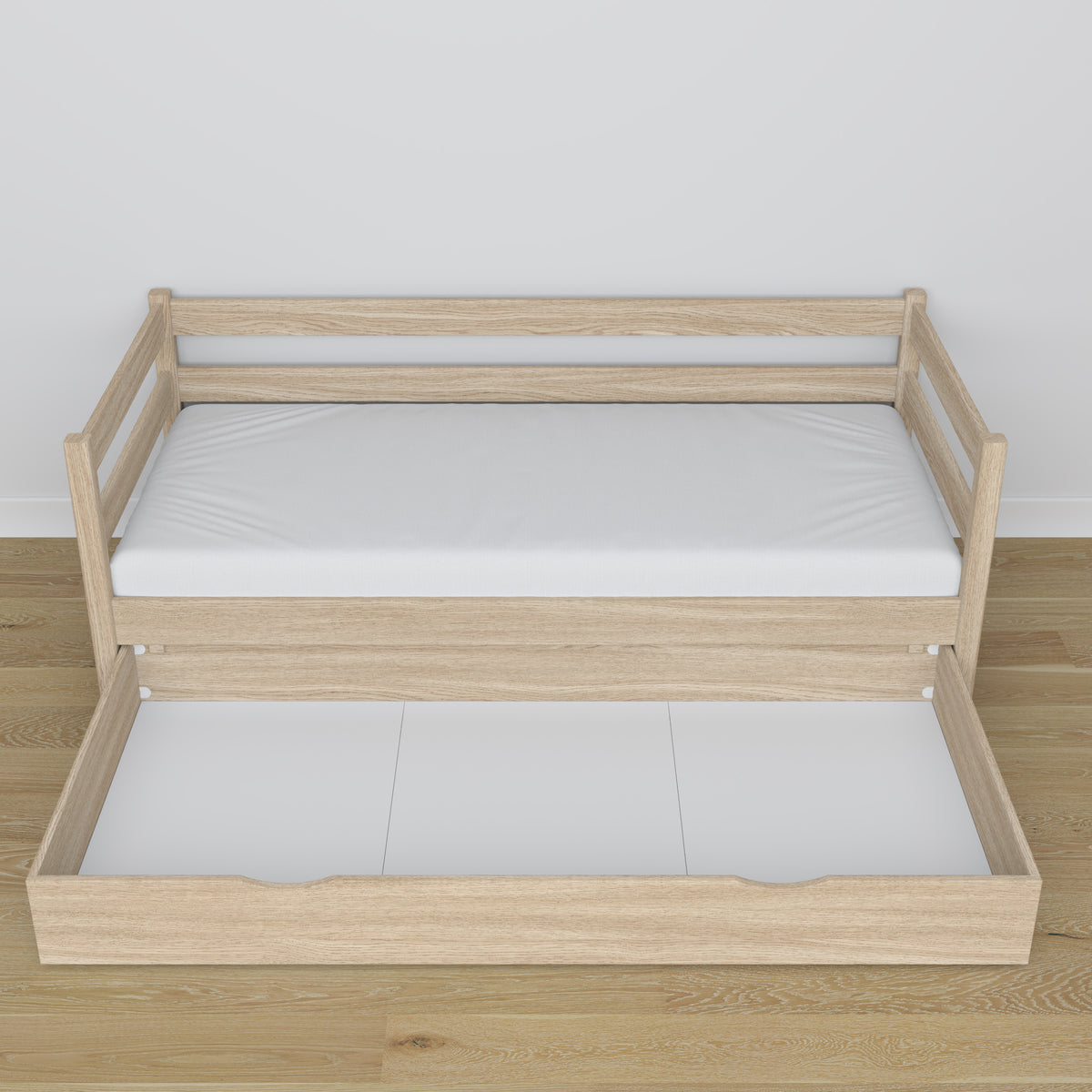 Łóżko sofa z szufladą N01 dąb bielony – dodatkowy widok, ekologiczne drewno