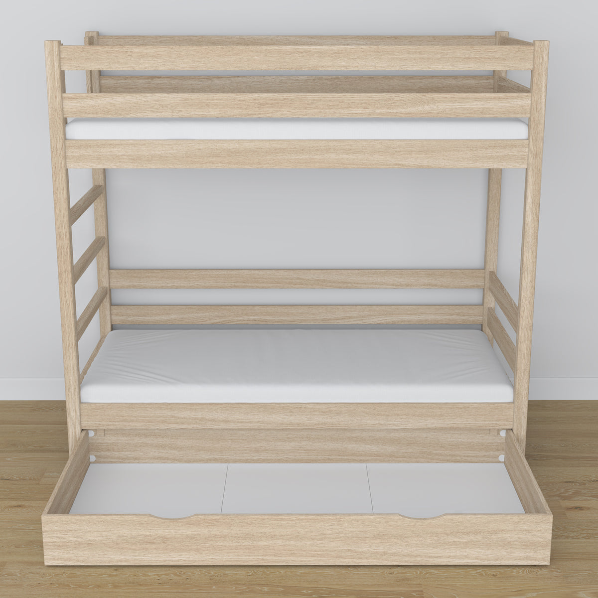 Houten stapelbed gewit eiken met lade – afmetingen en schema, Nizio