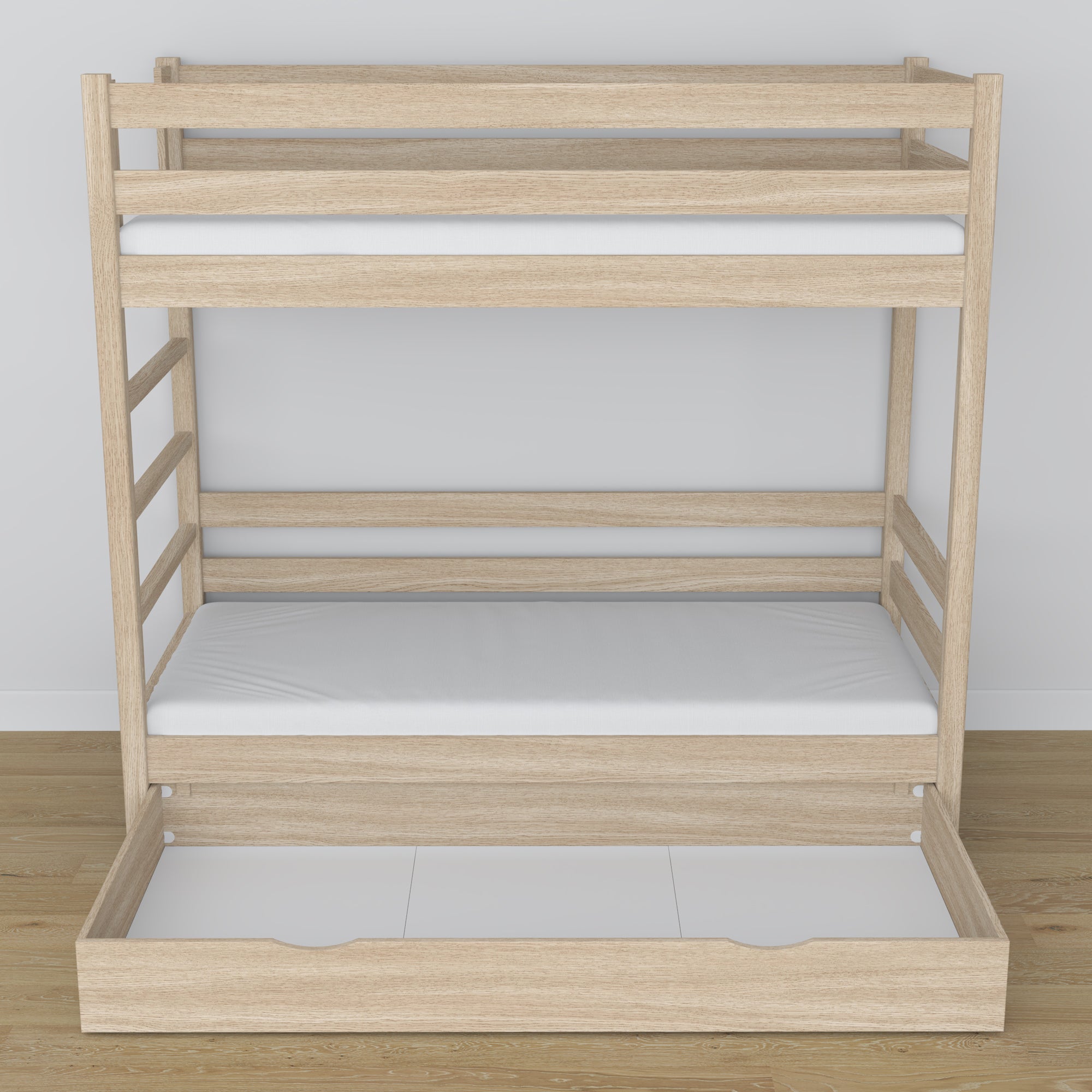 Houten stapelbed gewit eiken met lade – afmetingen en schema, Nizio