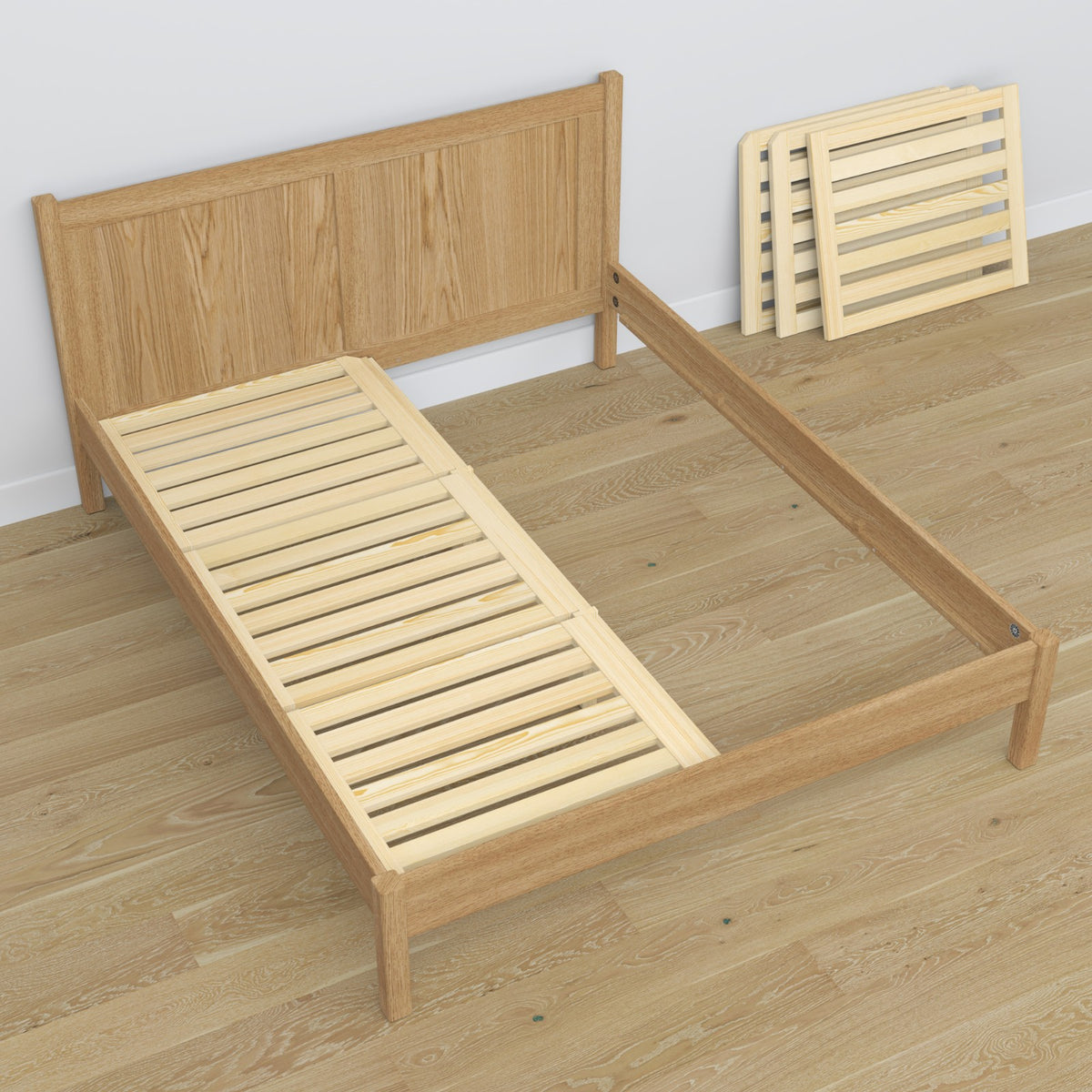 Tweepersoonsbed eiken naturel eiken – afmetingen en schema, Nizio Home