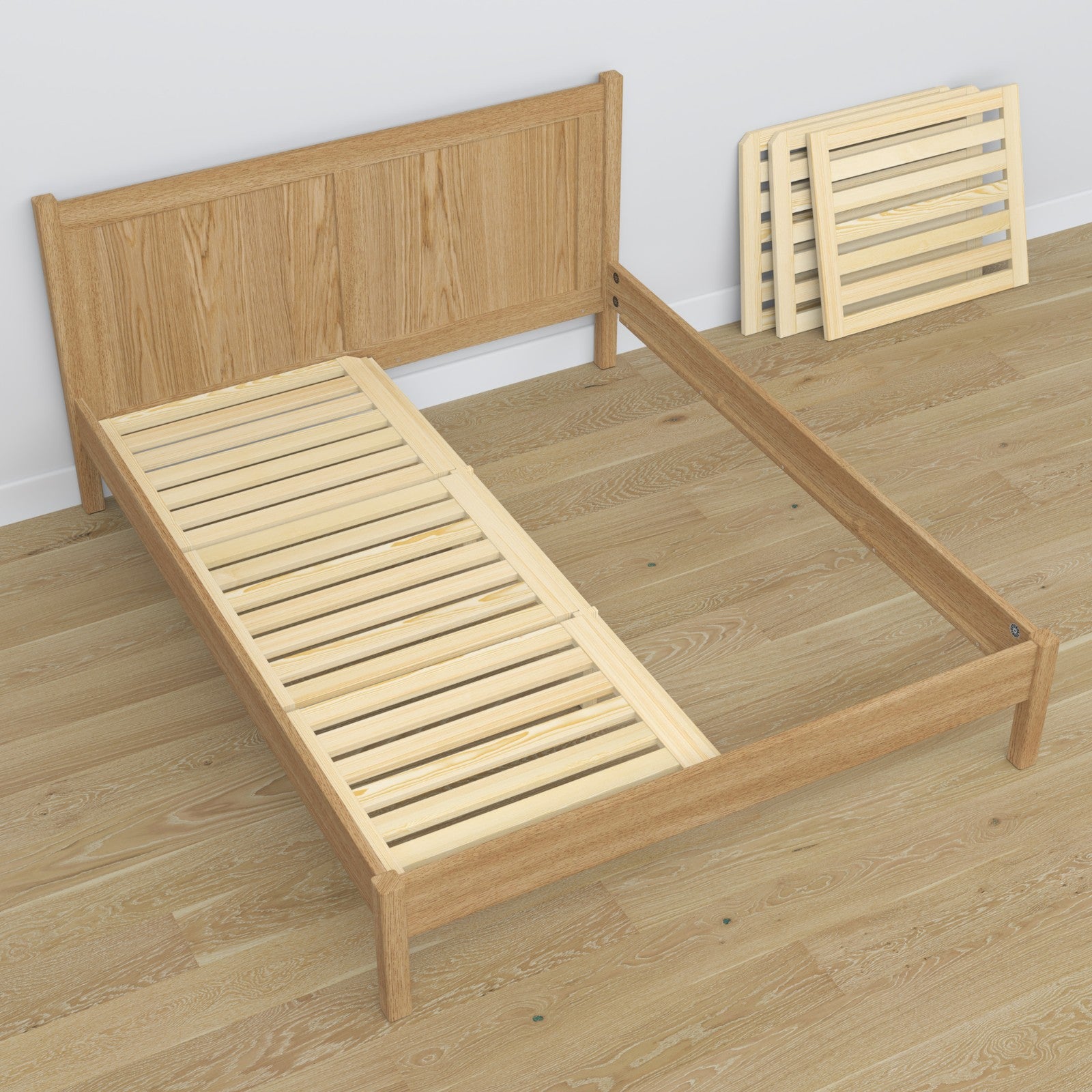Tweepersoonsbed eiken naturel eiken – afmetingen en schema, Nizio Home