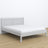 Tweepersoonsbed grijs – houten hoofdeinde, close-up van houtskwaliteit