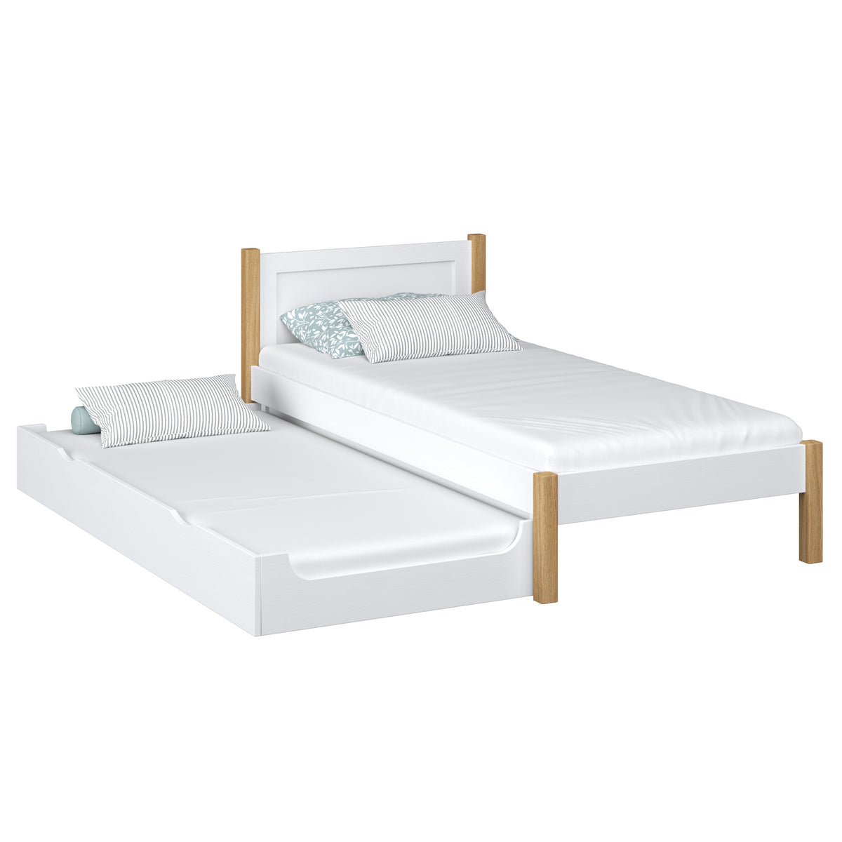 Bed met matraslade houten wit-eiken – kinderkamer, scandi Nizio