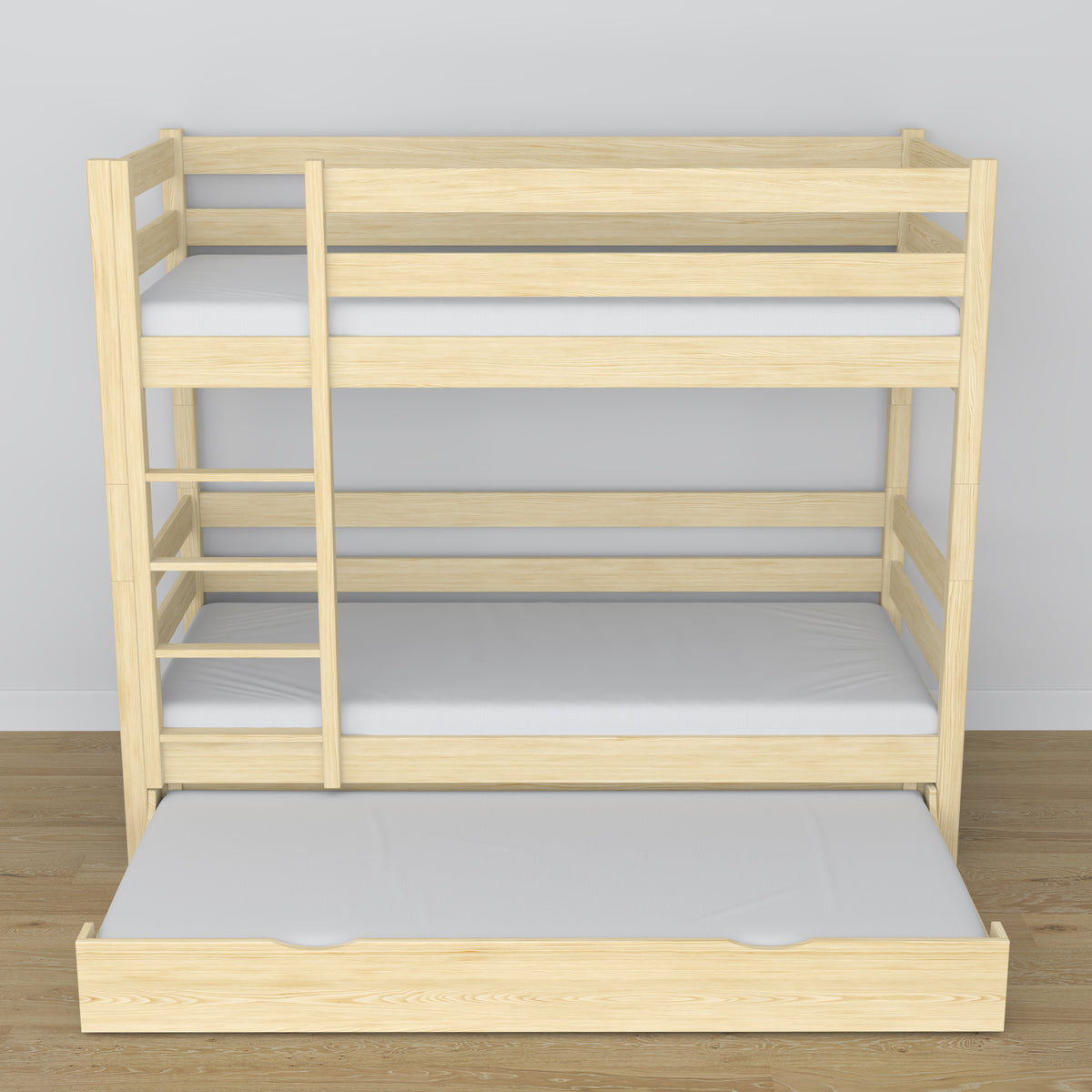 Stapelbed transparant grenen – houten lattenbodem met latten, lade voor matras