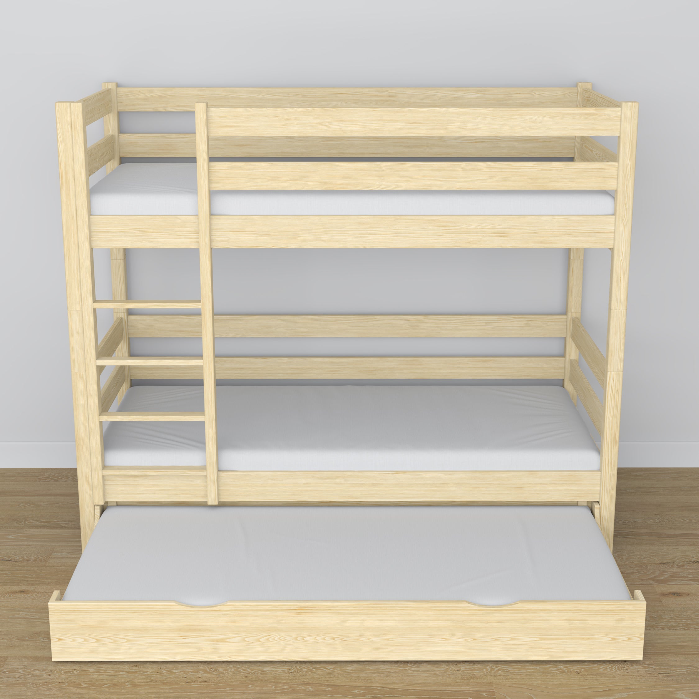 Stapelbed transparant grenen – houten lattenbodem met latten, lade voor matras