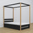 Bed zwart-eiken met hemel – lade voor extra matras, houten