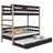 Stapelbed met matraslade houten zwart-eiken – kinderkamer scandi