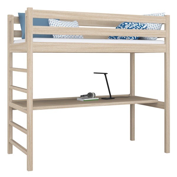 Oak Loft Bed with Desk Bleached Oak – Children’s Room, Scandi Nizio