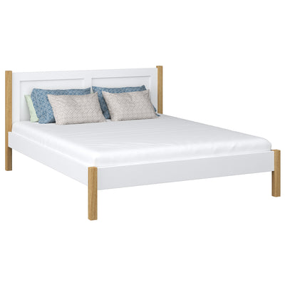 Tweepersoonsbed houten wit-eiken – slaapkamer, massief hout, Scandinavische stijl