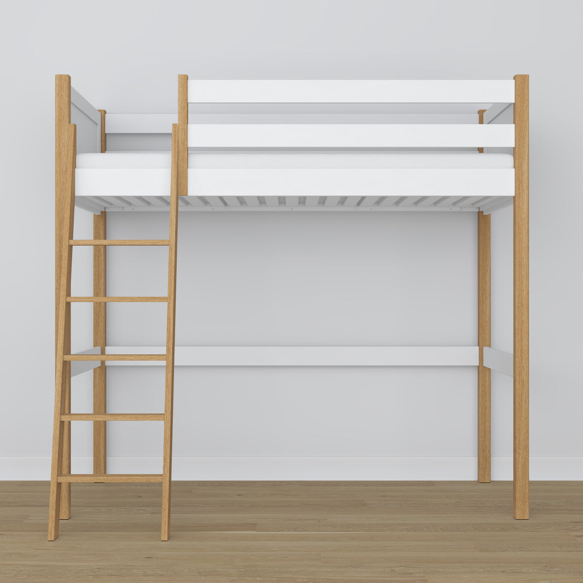 Hoogslaper wit-eiken van hout – bovenaanzicht van de slaapkamer
