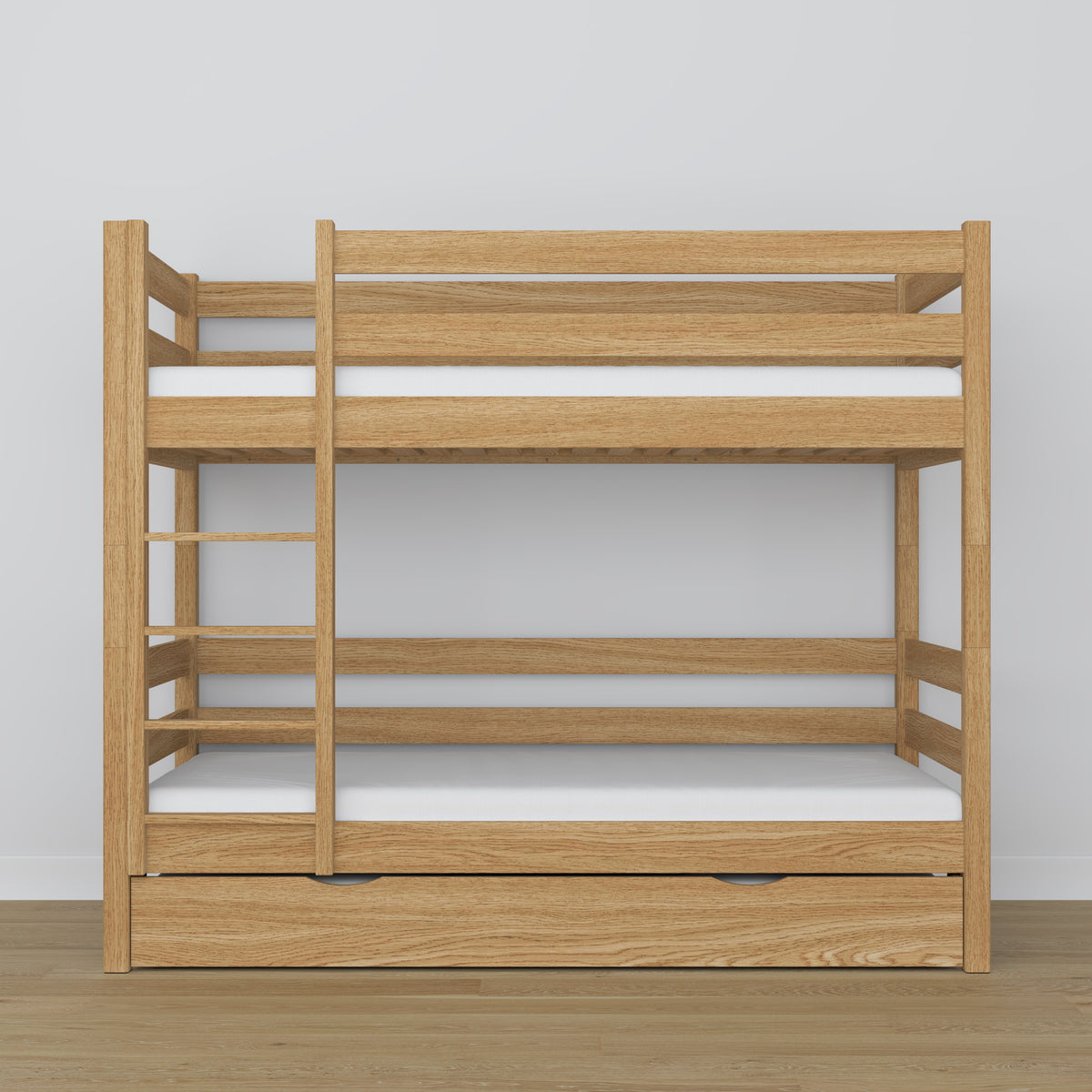 Oak Bunk Bed Natural Oak – Interior of Mattress Drawer, Children’s Room