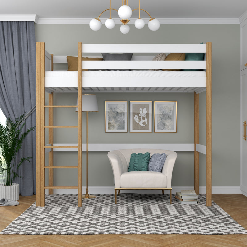 Hoogslaper houten wit-eiken – kinderkamer, massief hout, scandi stijl