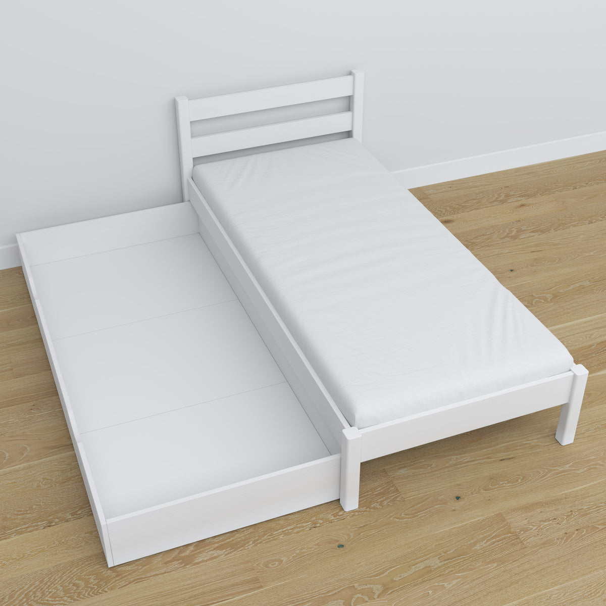 Nizio pine slatted base for bed with drawer – durable support base