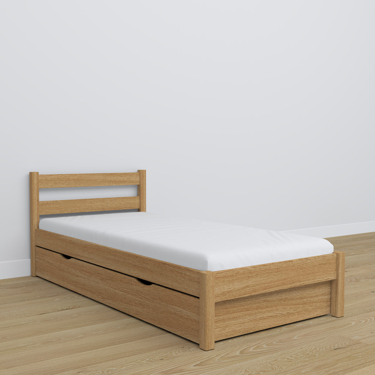 Lit avec tiroir en chêne chêne naturel – chambre d'enfant, décoration scandinave