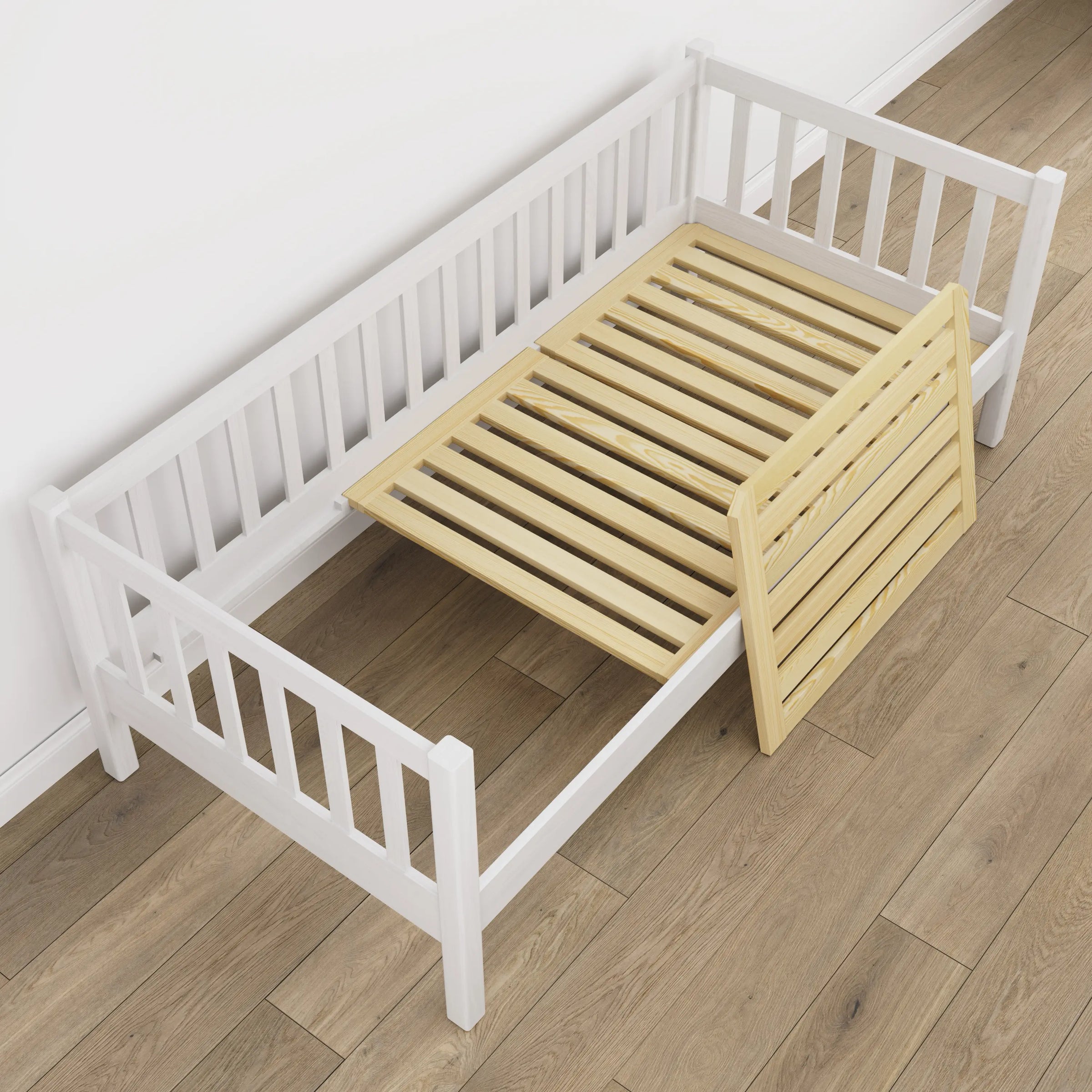Slaapbank van hout wit – details van hout en verbindingen, Nizio Home