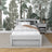 Bed grey with mattress drawer – side view, wooden, Nizio Home