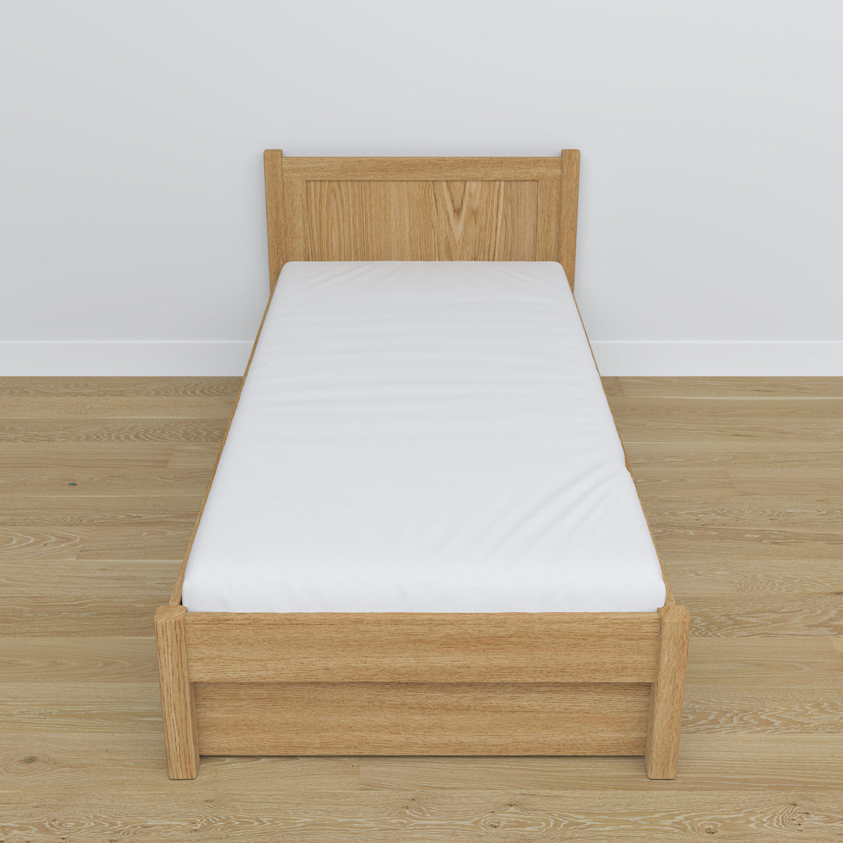 Bed naturel eiken met lade – geleiders en eiken details, Nizio