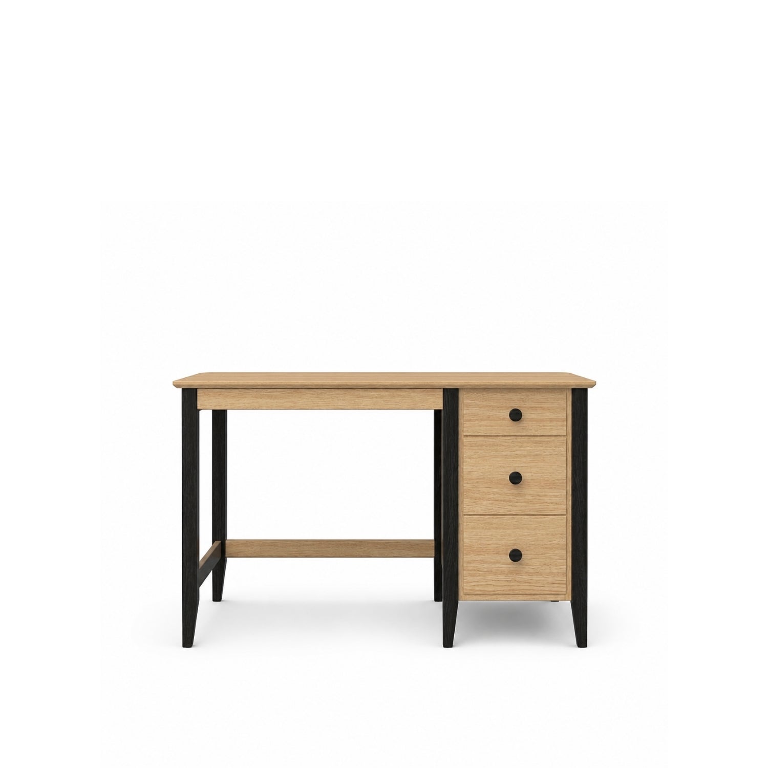Desk with 3 drawers oak natural oak with black – office and youth room, scandi